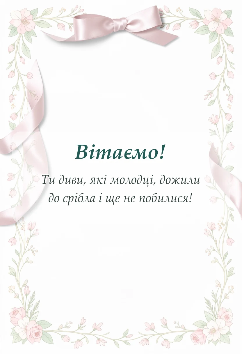 вітальна листівка - привітання з срібним весіллям у віршах
