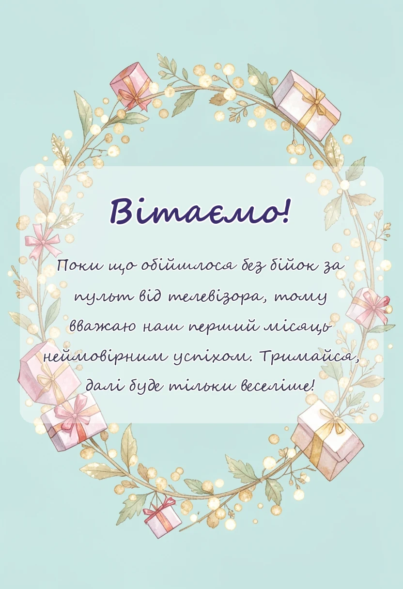 унікальна листівка - привітання з місяцем разом своїми словами