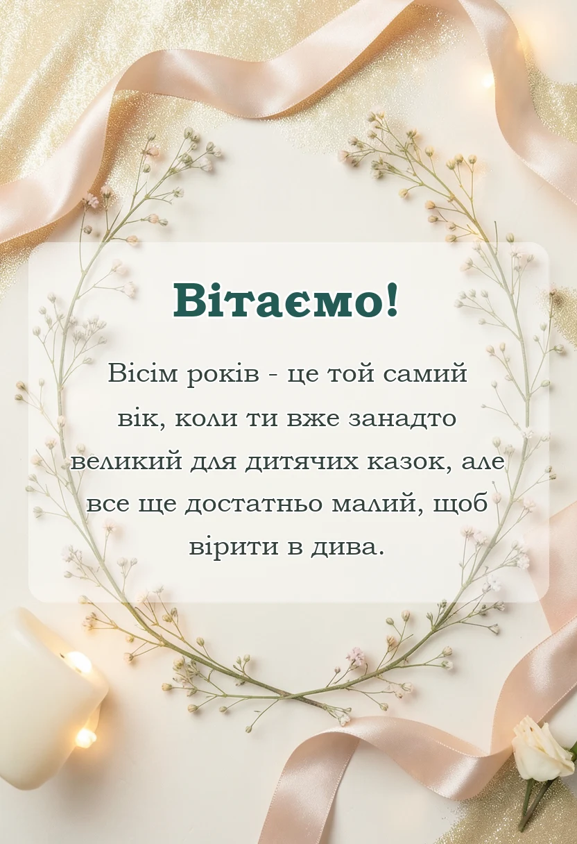 вітальна листівка - привітання з днем народження 8 років хлопчику