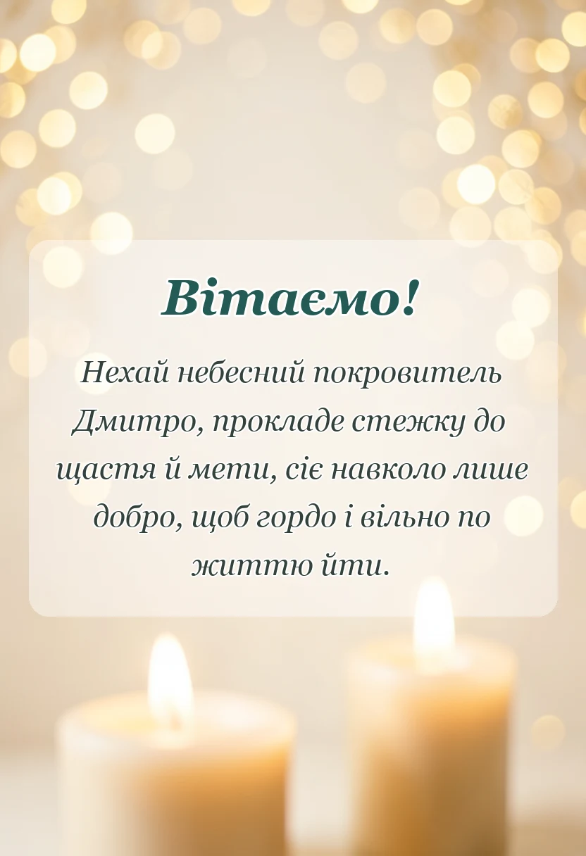 листівка з побажанням - привітання з днем ангела дмитра