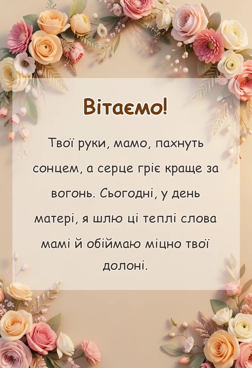 вітальна листівка - привітання з днем матері