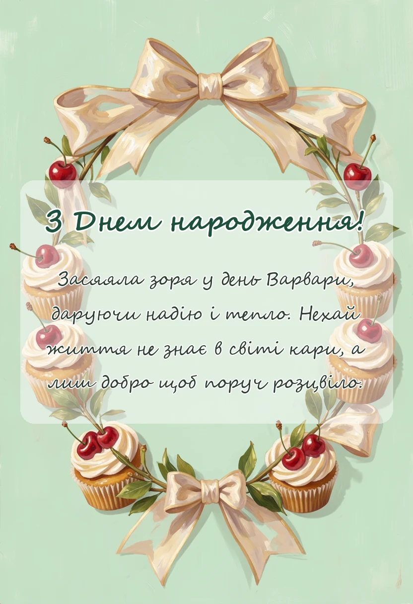 красива листівка: привітання з днем народження варварі