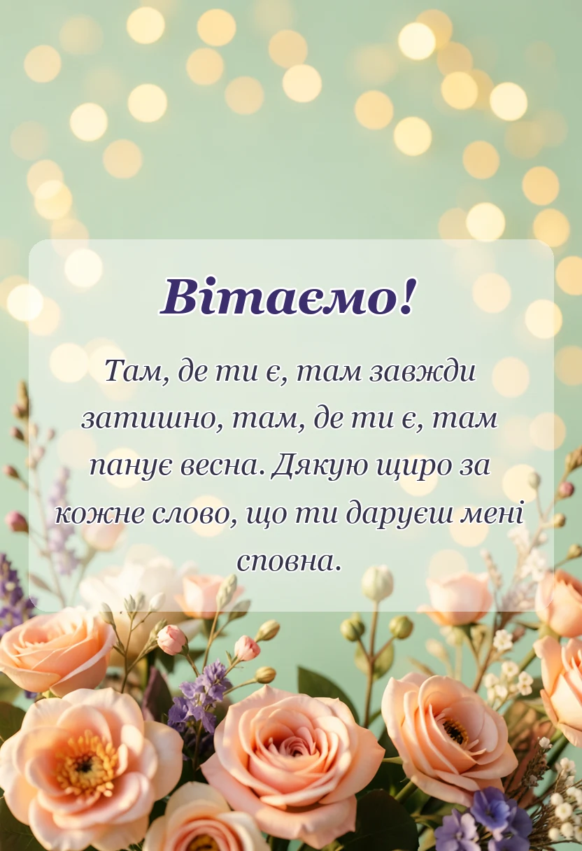 вітальна листівка - привітання з днем подруги своїми словами
