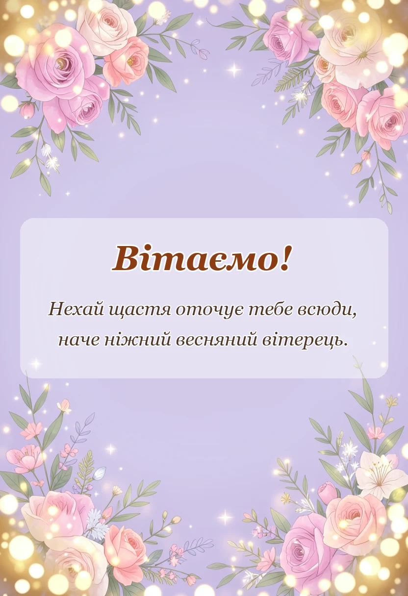 унікальна листівка - привітання з днем щастя