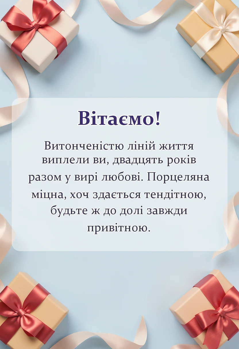 красива листівка: привітання з порцеляновим весіллям