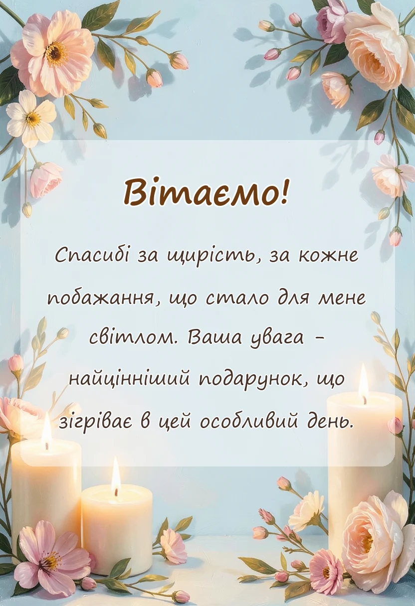 красива листівка: слова подяки за привітання на день народження