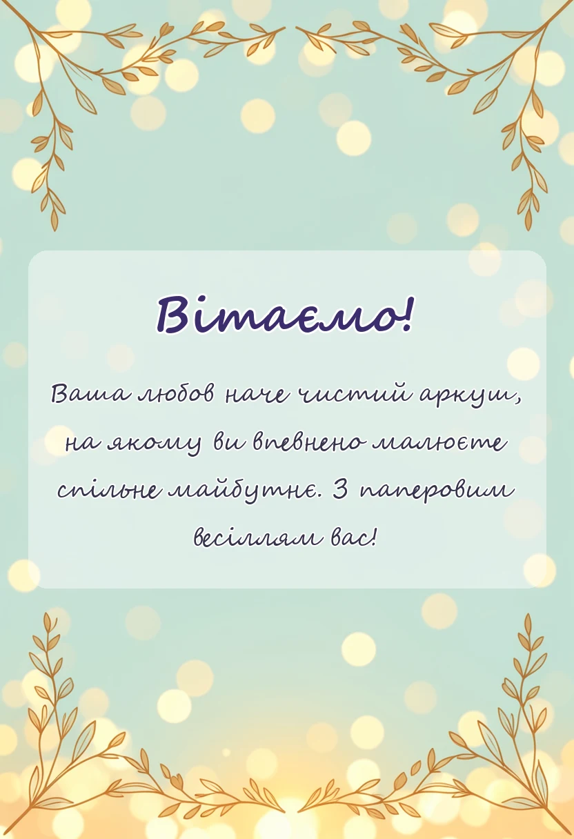 вітальна листівка - картинки з паперовим весіллям
