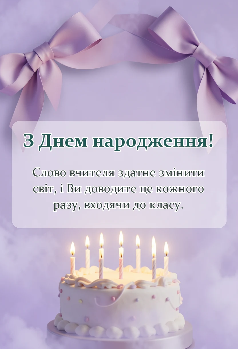 красива листівка: привітання з днем народження класної керівниці