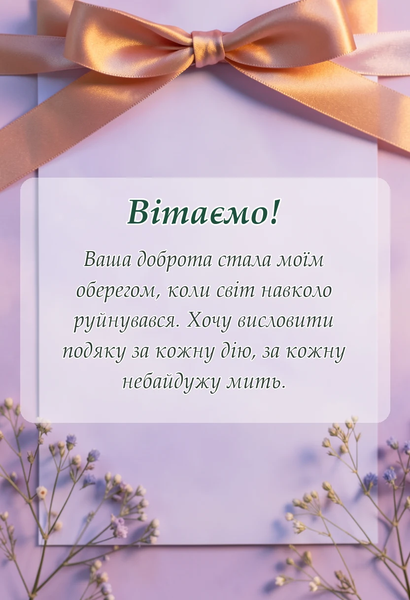 красива листівка: слова подяки за допомогу під час війни