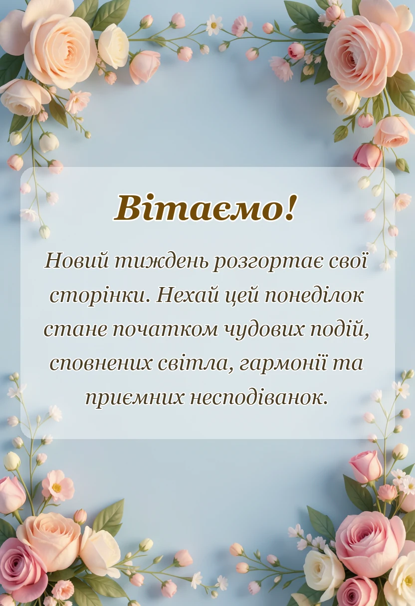 святкова картинка: побажання з понеділком своїми словами