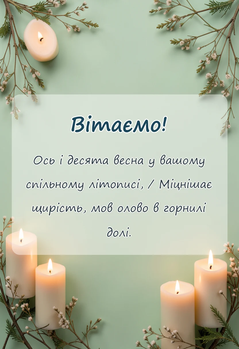 вітальна листівка - олов'яне весілля привітання