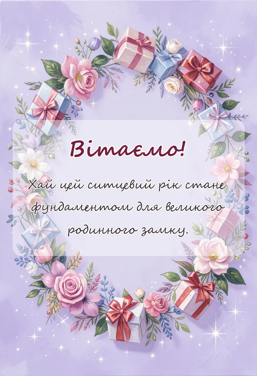 вітальна листівка - річниця весілля 1 рік