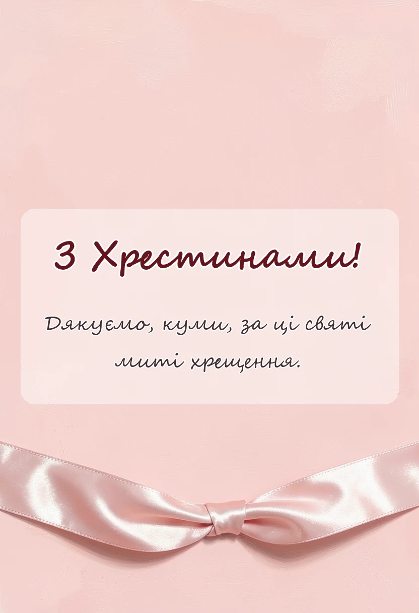 унікальна листівка - подяка кумам за хрещення дитини