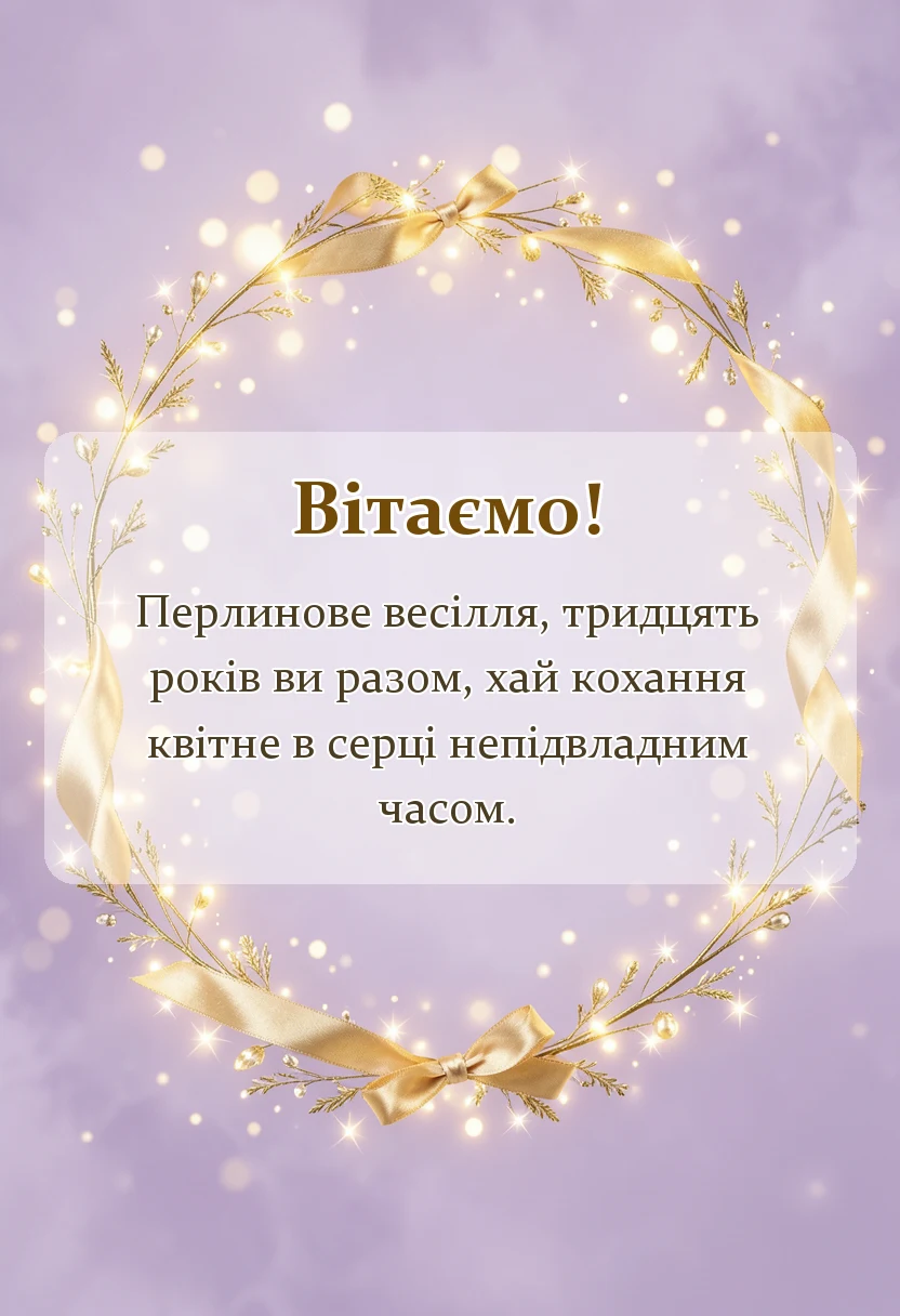 красива листівка: привітання з перлиновим весіллям