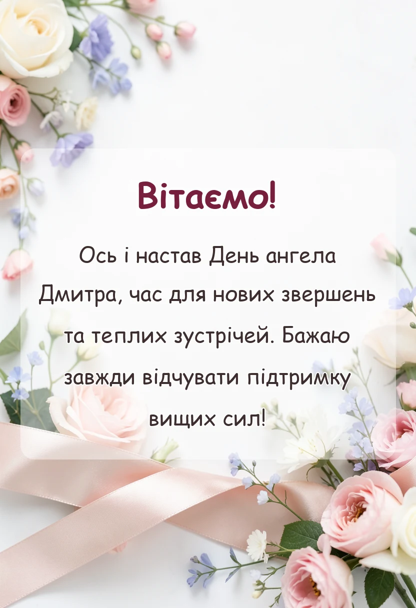 красива листівка: привітання з днем ангела дмитра