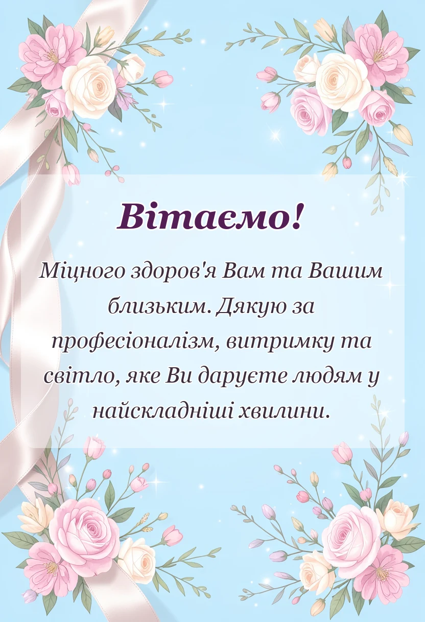 вітальна листівка - привітання з днем медика