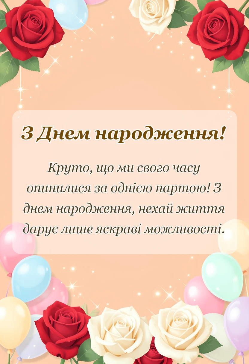 красива листівка: привітання з днем народження однокласнику