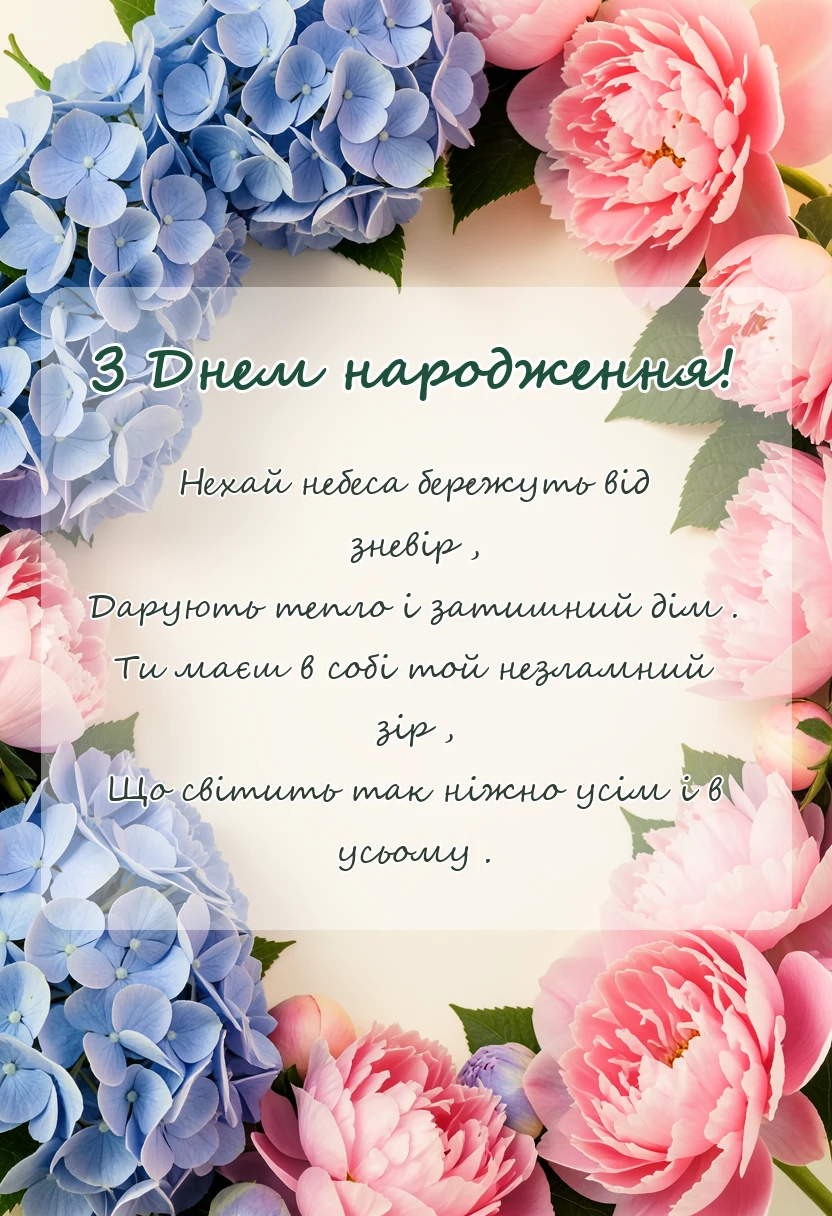 унікальна листівка - зворушливі привітання з днем народження