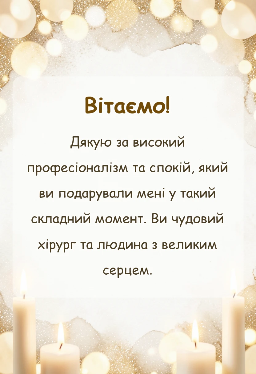 листівка з побажанням - подяка лікарю за операцію
