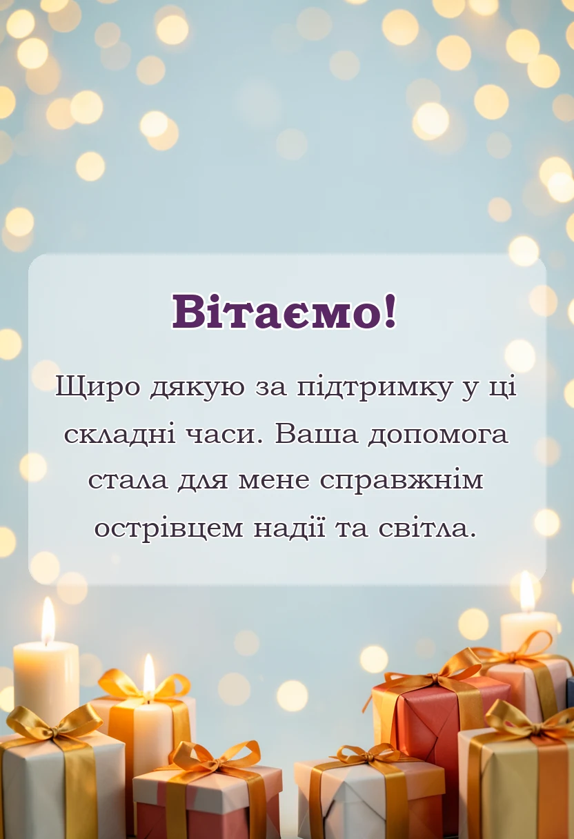 унікальна листівка - слова подяки за допомогу під час війни