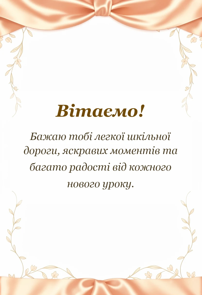 вітальна листівка - побажання першокласнику своїми словами
