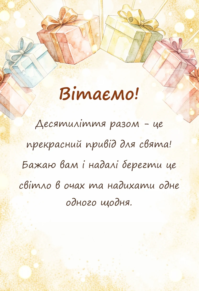 унікальна листівка - олов'яне весілля привітання