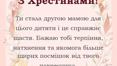 вітальна листівка - привітання з хрестинами своїми словами від хрещеної
