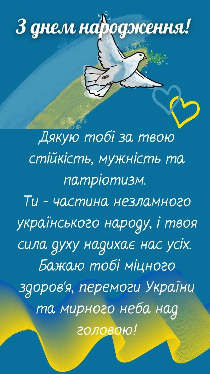 Привітання військовому з днем народження та побажання перемоги.