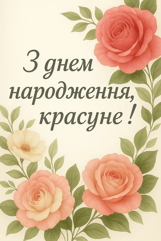 Квіткове привітання з днем народження українською мовою.