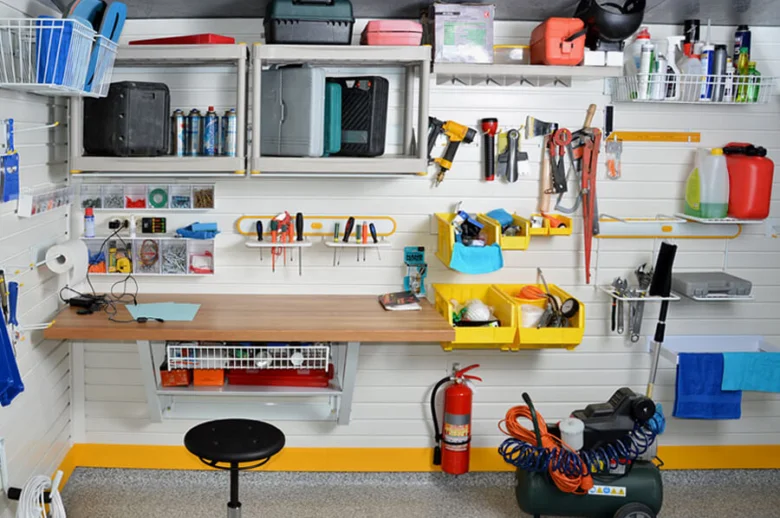 Organized workshop tools and storage system