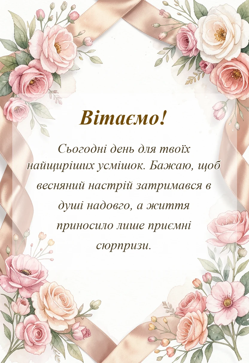 вітальна листівка - картинки з 8 березня українською