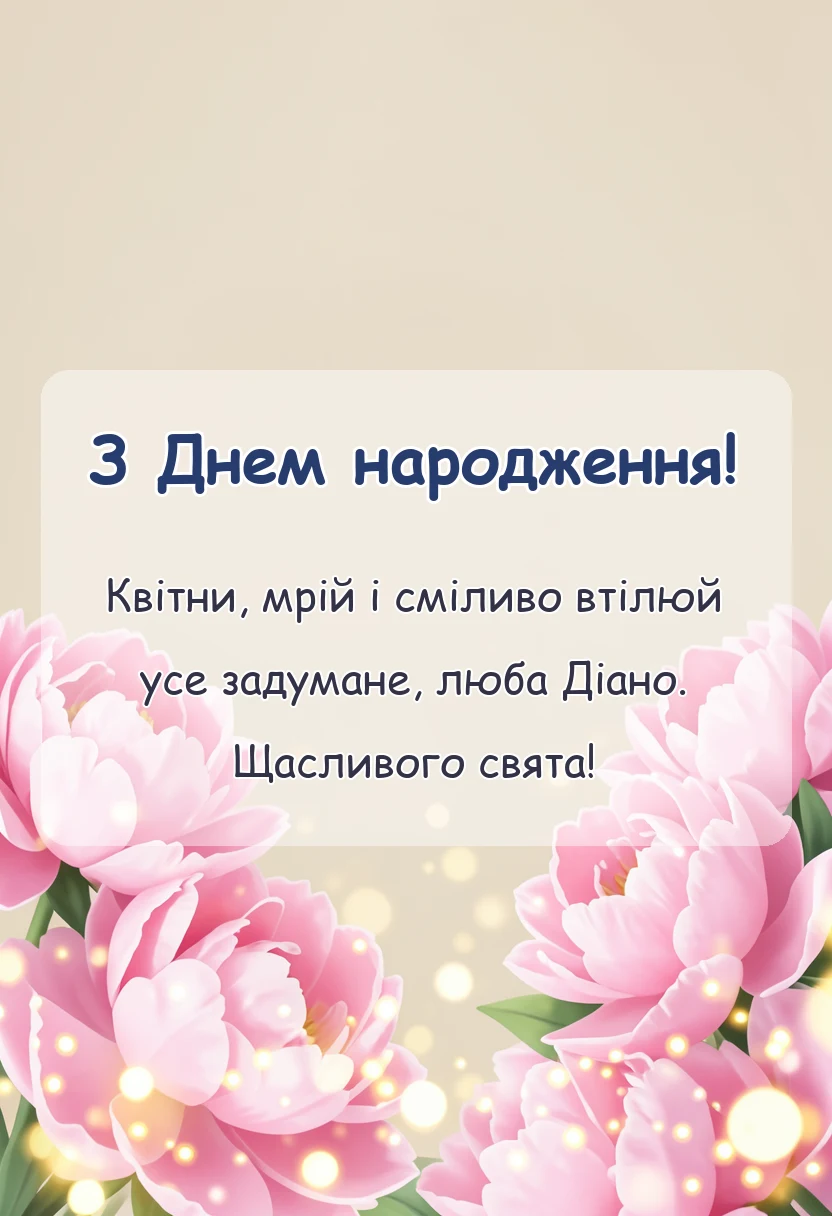 унікальна листівка - картинки з днем народження діані українською