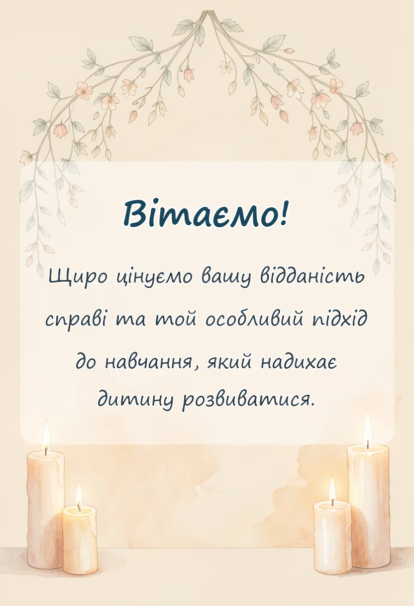 вітальна листівка - подяка вчителю за дитину
