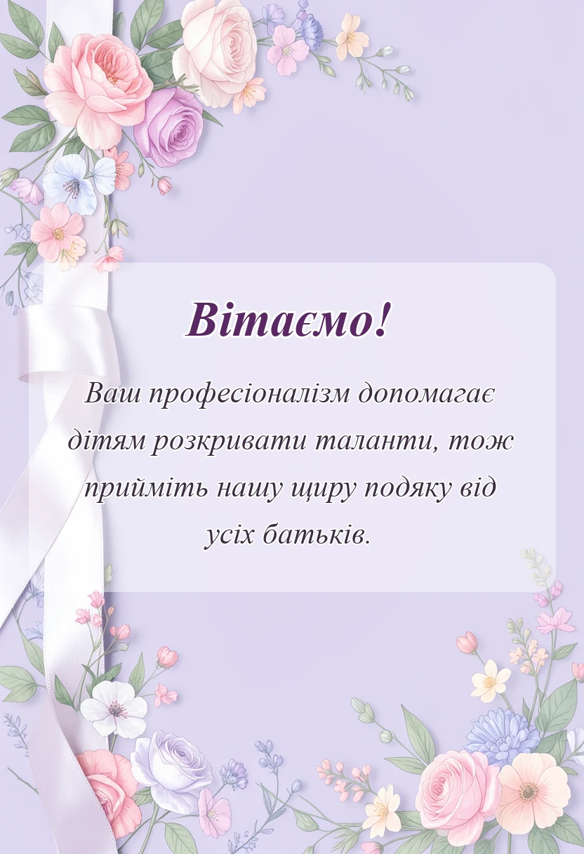 святкова картинка: подяка тренеру з танців від батьків