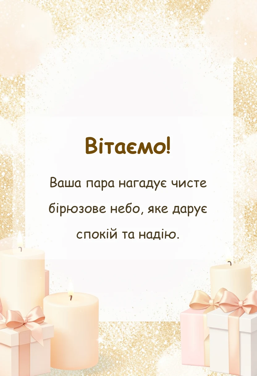 унікальна листівка - привітання з бірюзовим весіллям своїми словами