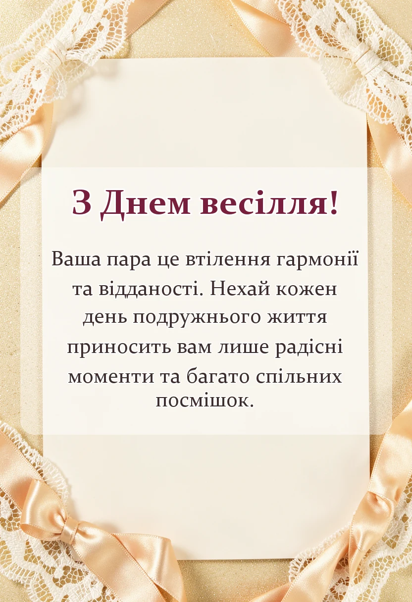 листівка з побажанням - привітання з весіллям батькам