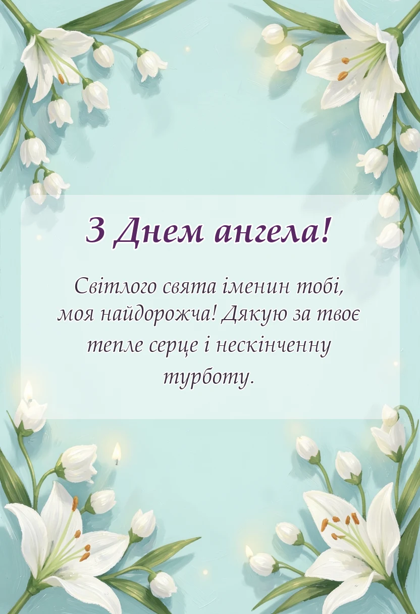 унікальна листівка - привітання з днем ангела мамі своїми словами