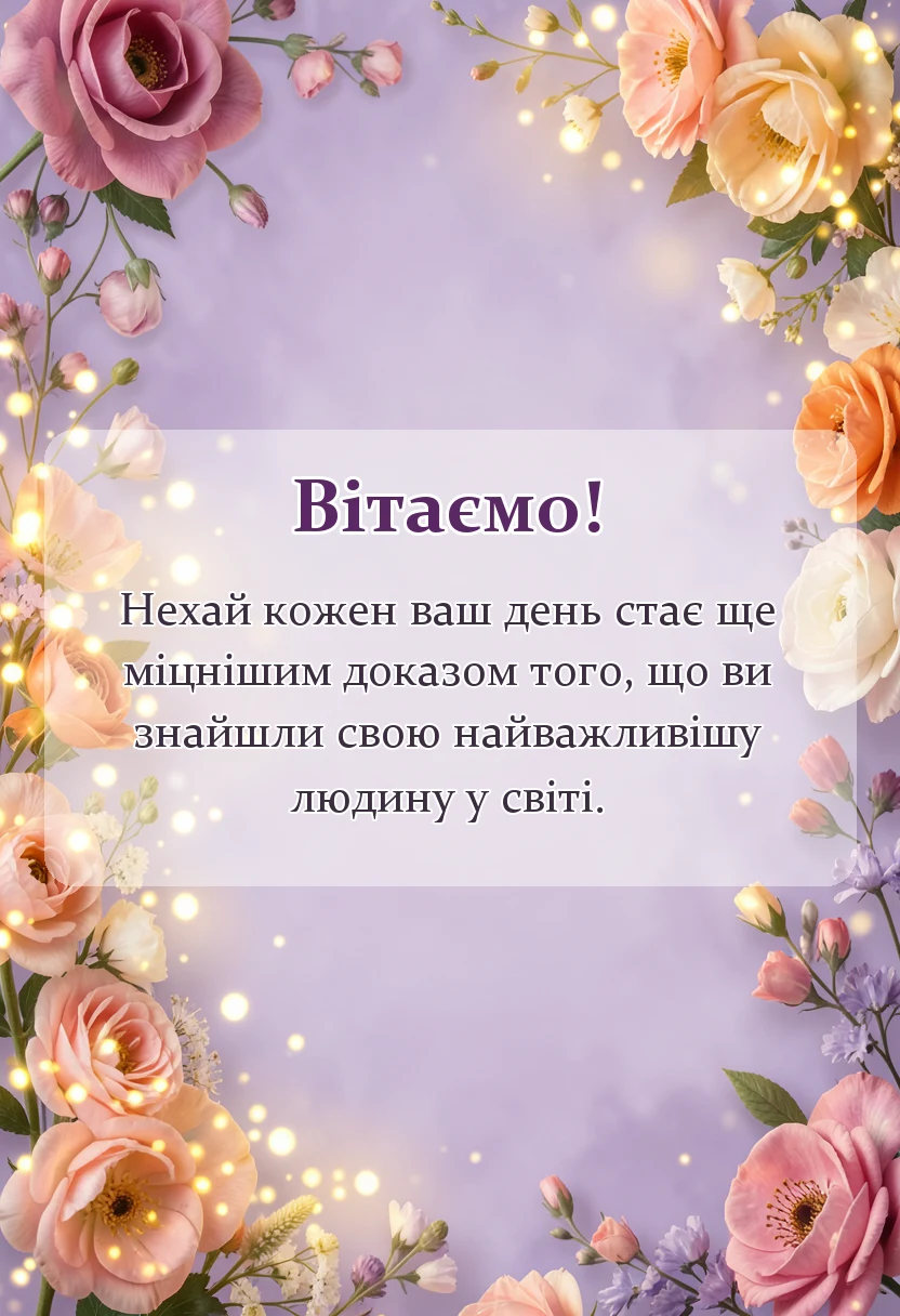 унікальна листівка - привітання з днем весілля