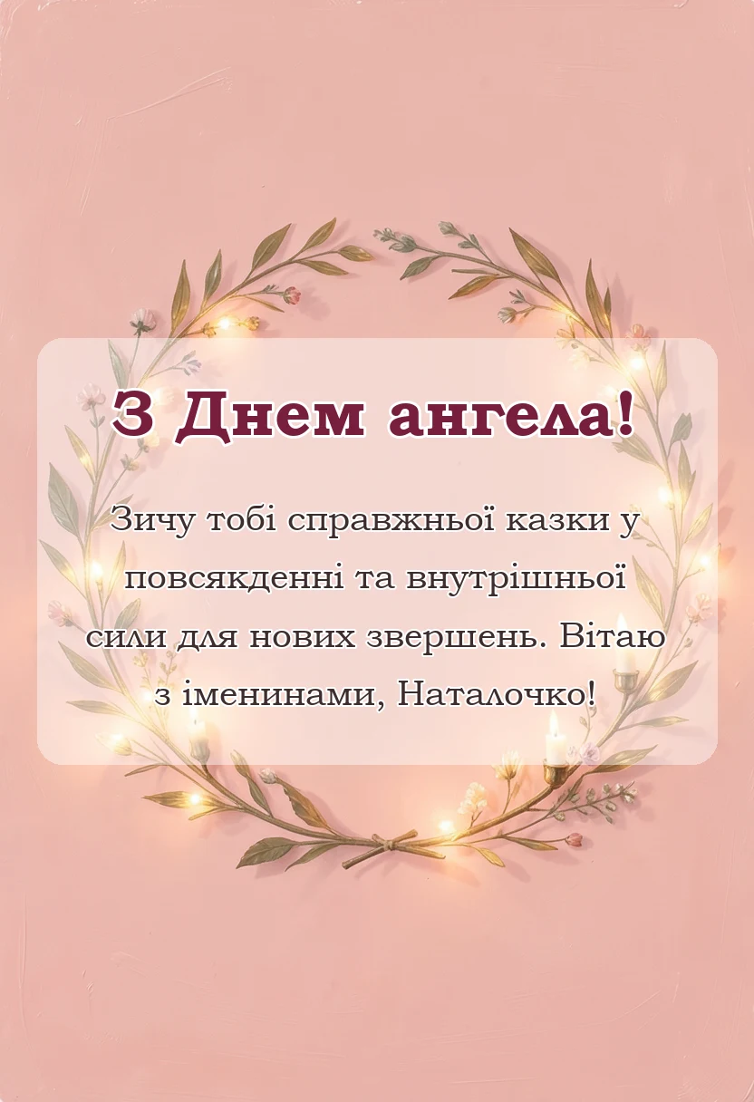 вітальна листівка - день ангела наталії привітання
