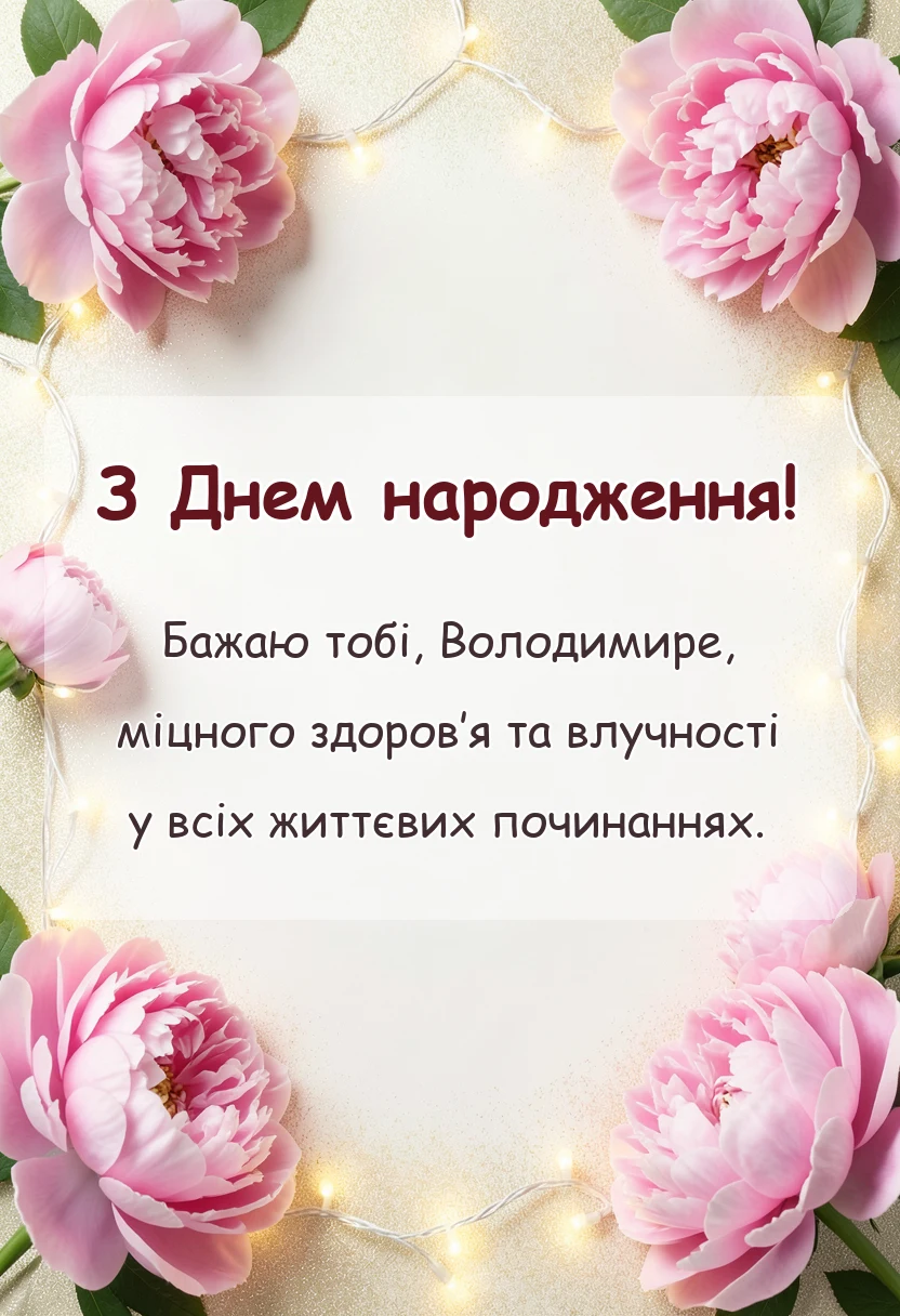 святкова картинка: привітання з днем народження володимир