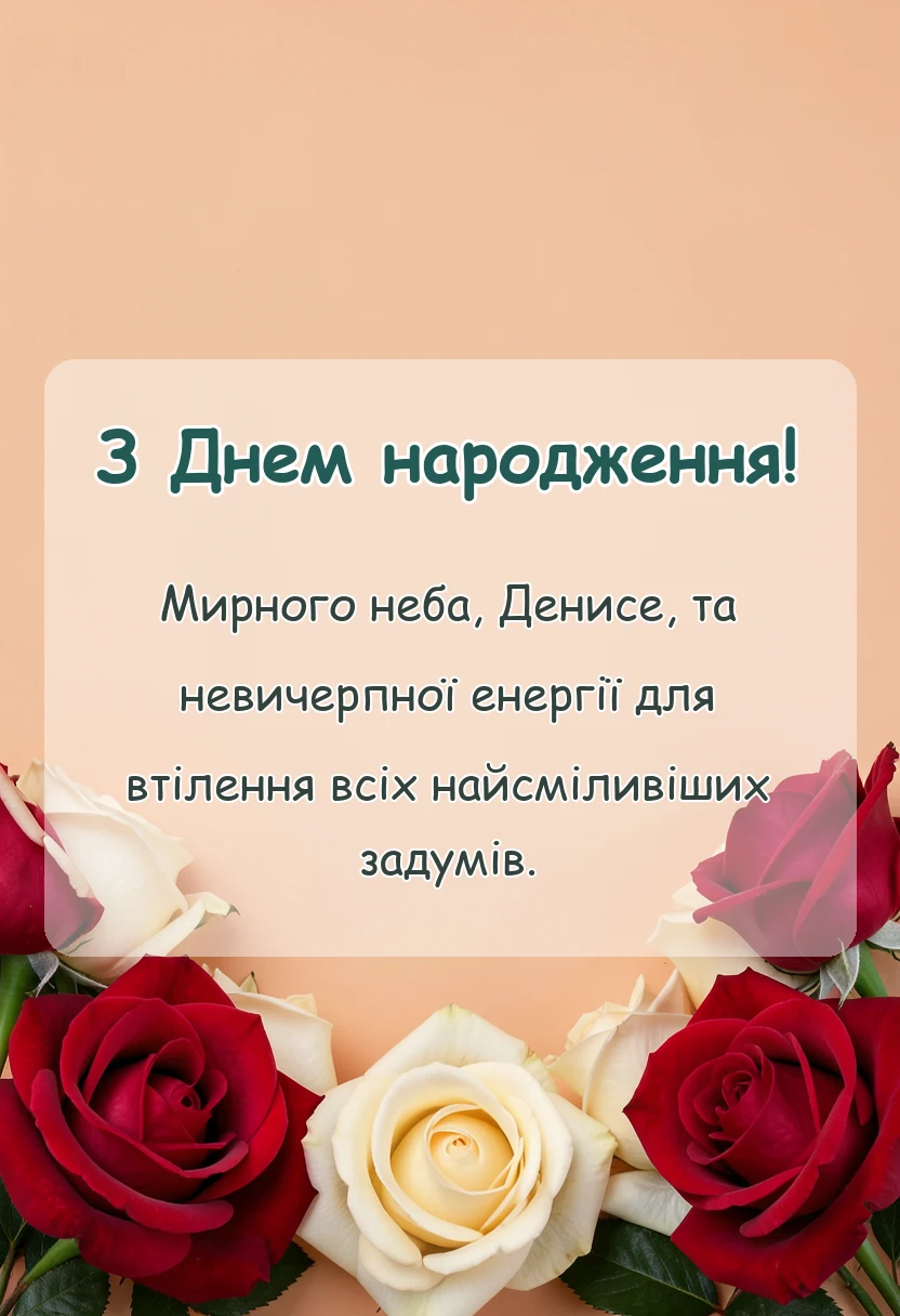 красива листівка: привітання з днем народження денису