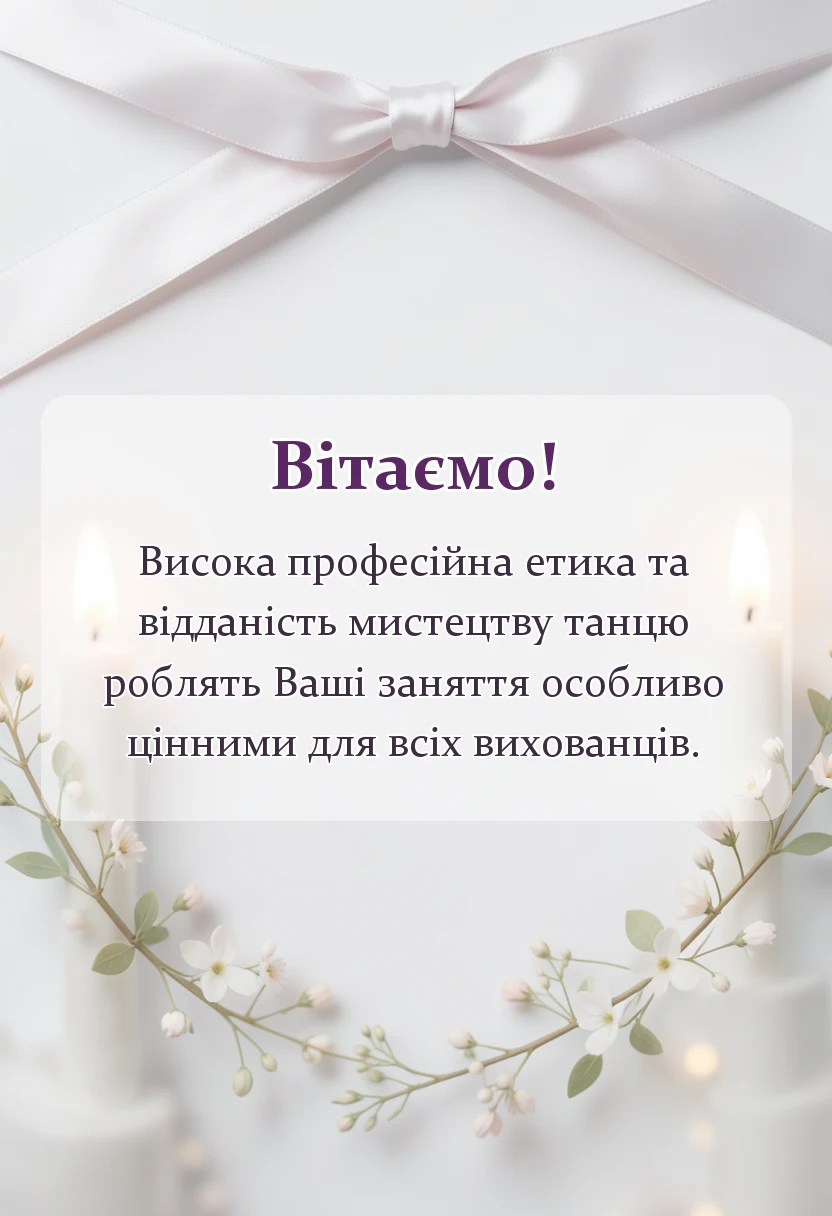 красива листівка: подяка тренеру з танців від батьків