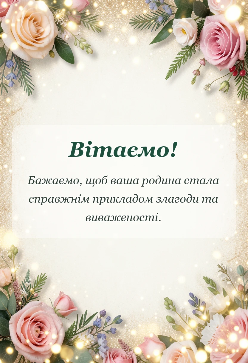 листівка з побажанням - привітання з днем весілля