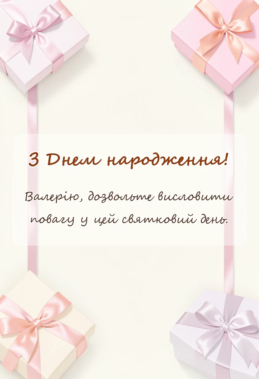 унікальна листівка - привітання з днем народження валерій