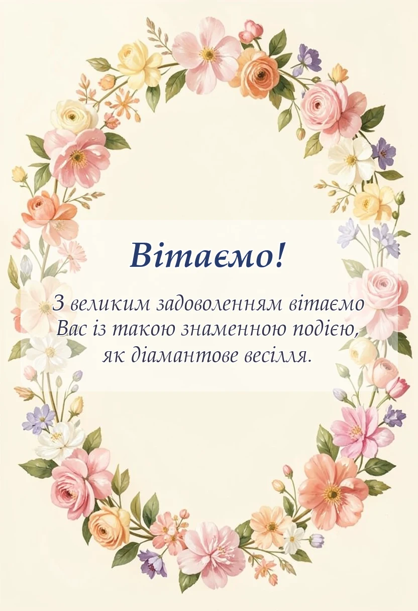 листівка з побажанням - картинки з діамантовим весіллям