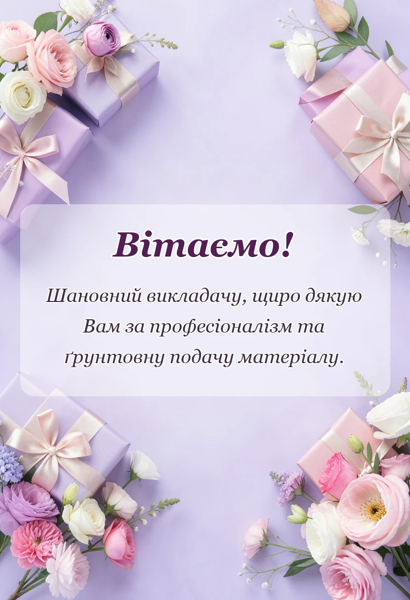 святкова картинка: подяка викладачу своїми словами