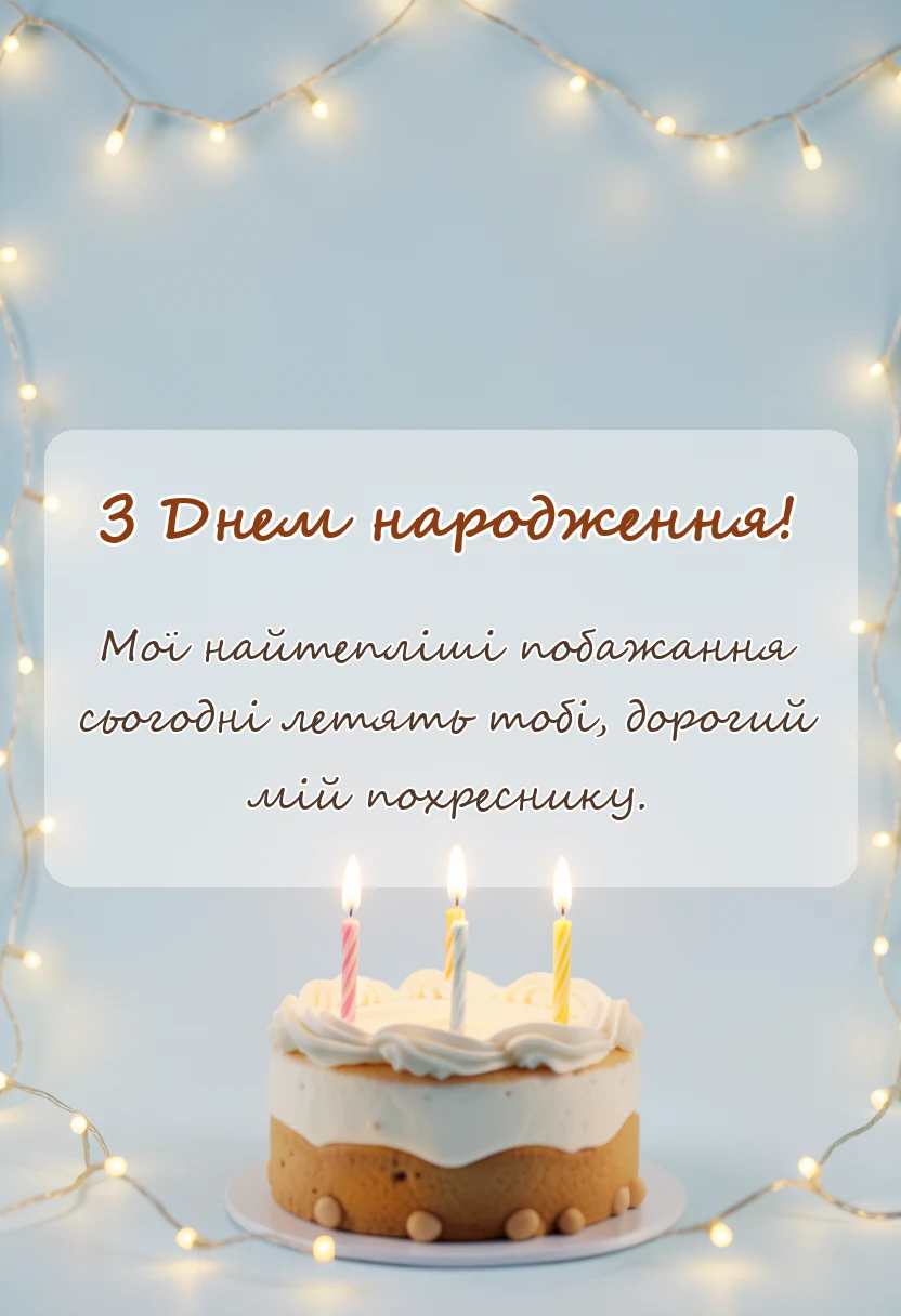листівка з побажанням - зворушливі привітання з днем народження похреснику
