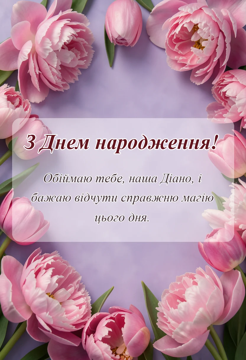 красива листівка: картинки з днем народження діані українською