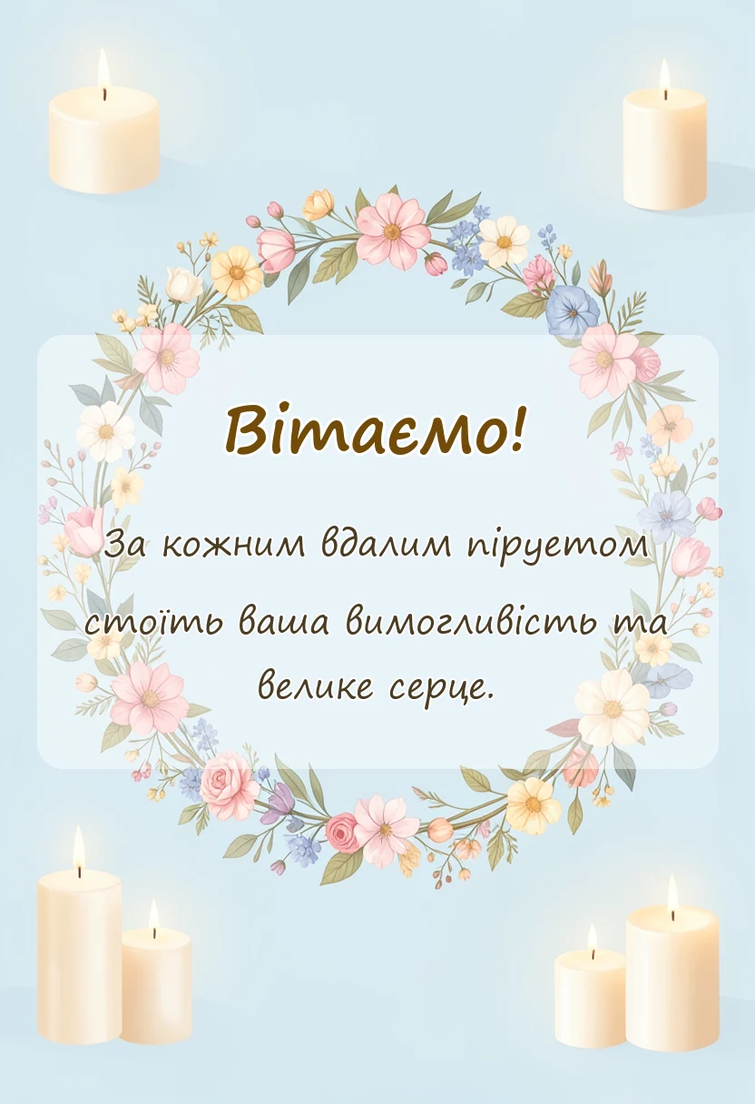 листівка з побажанням - подяка тренеру з танців від батьків