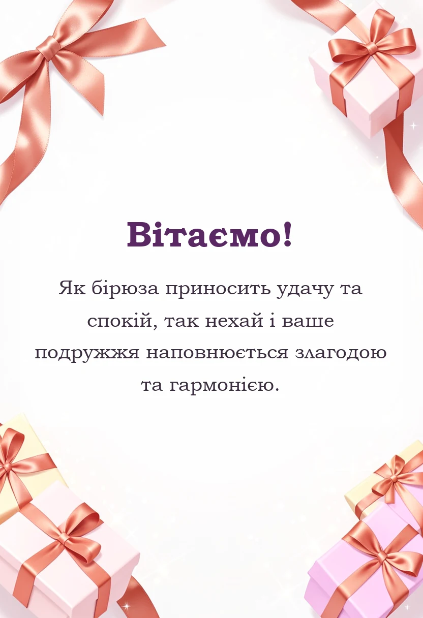 красива листівка: привітання з бірюзовим весіллям своїми словами